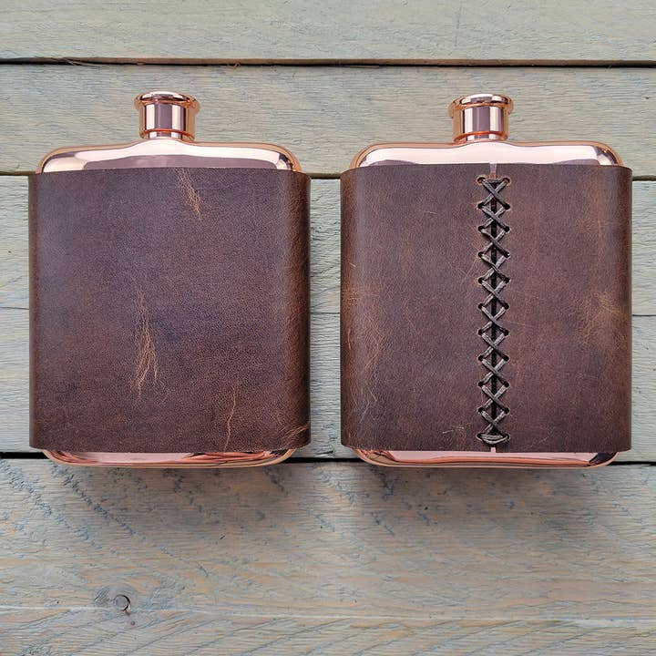 Orcas Island Leather Goods - Wholesale Flask - Leather-Wrapped Flasks1