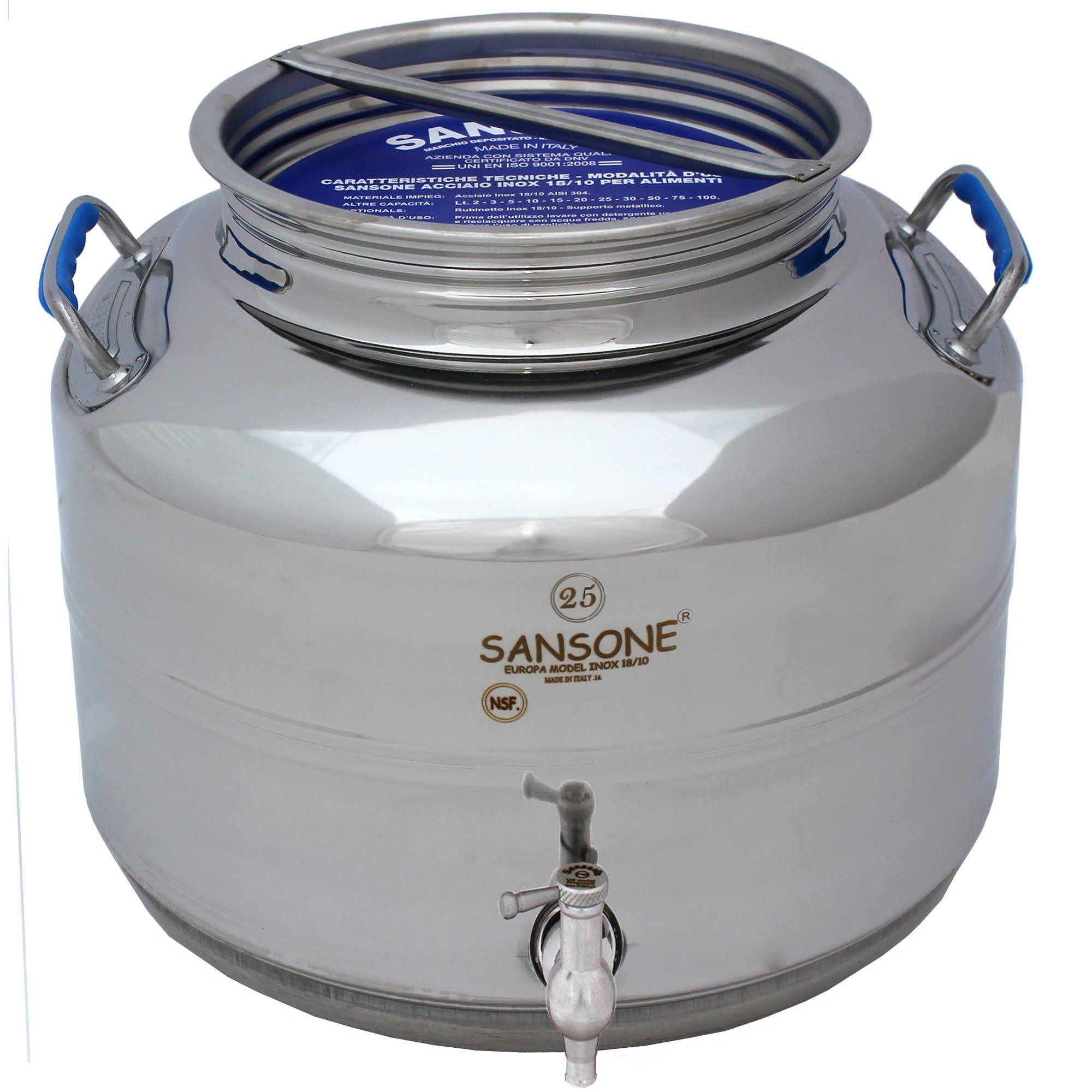 M5 Corporation - Wholesale Food Storage Container - NSF Stainless Steel Fusti - 845oz (25Liter)1