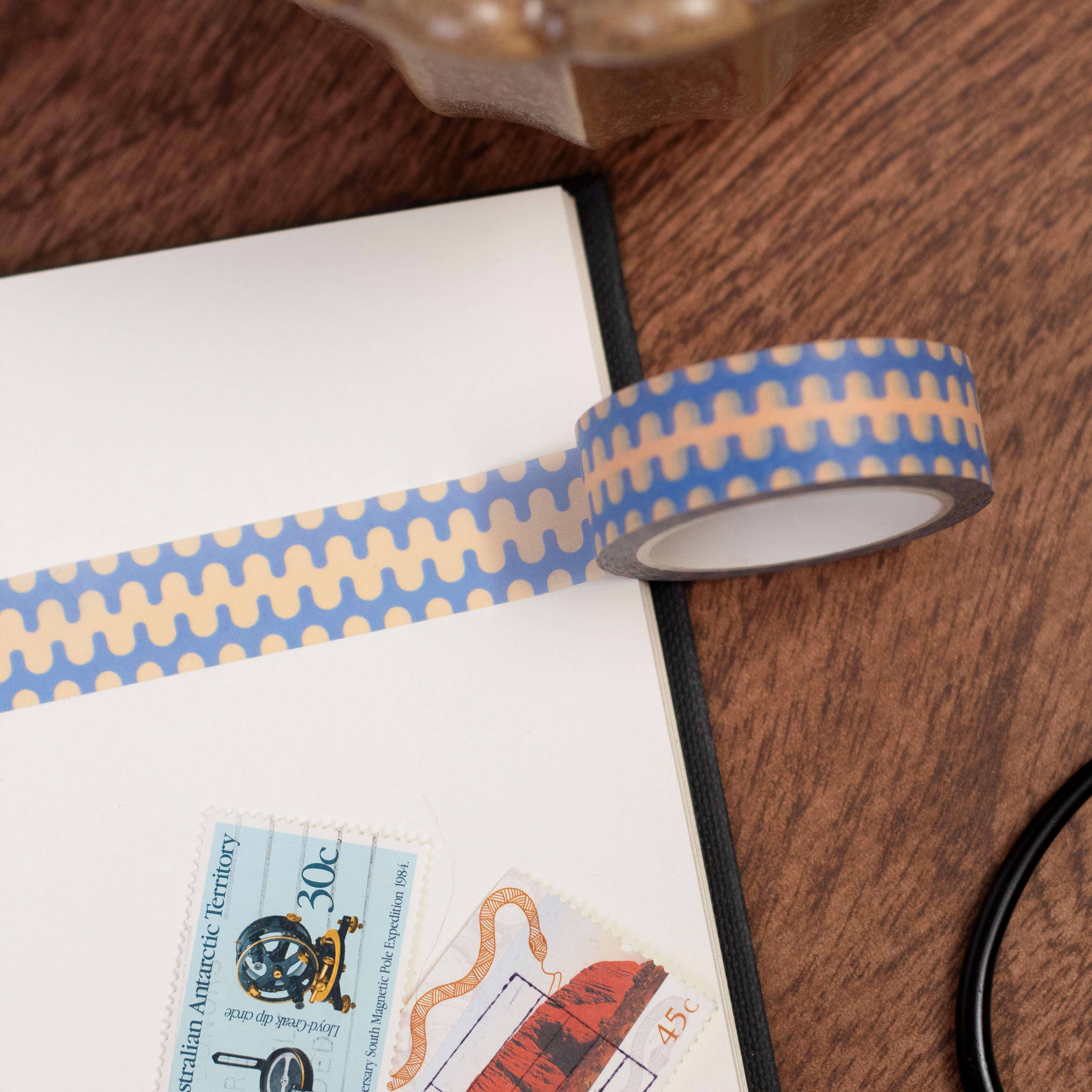 Lately Studio - Wholesale Washi Tape - Blue Geometric Washi Tape | Retro Bullet Journal Paper Tape3