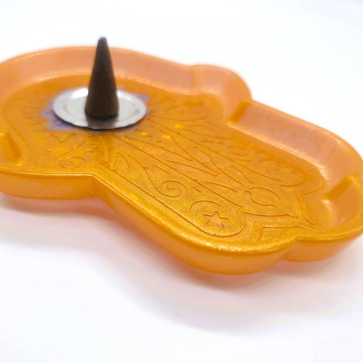 Slightly Askew Art - Wholesale Jewelry Dish - Hamsa Hand Trinket Dish - Made with Resin & Color-Shift Mica19