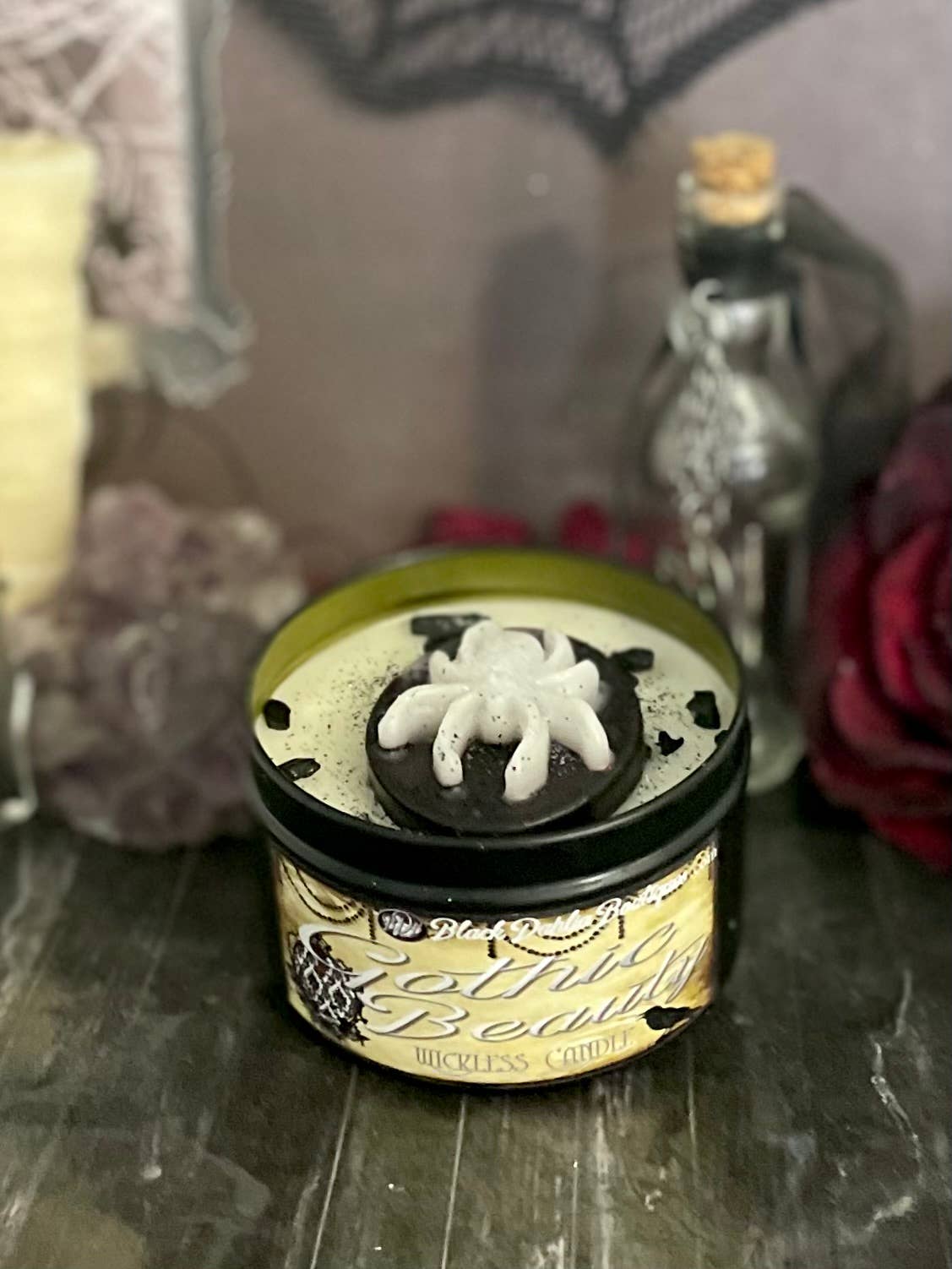 Black Dahlia Boutiques – Cera sólida por atacado – Vela Gothic Beauty Sem Vime