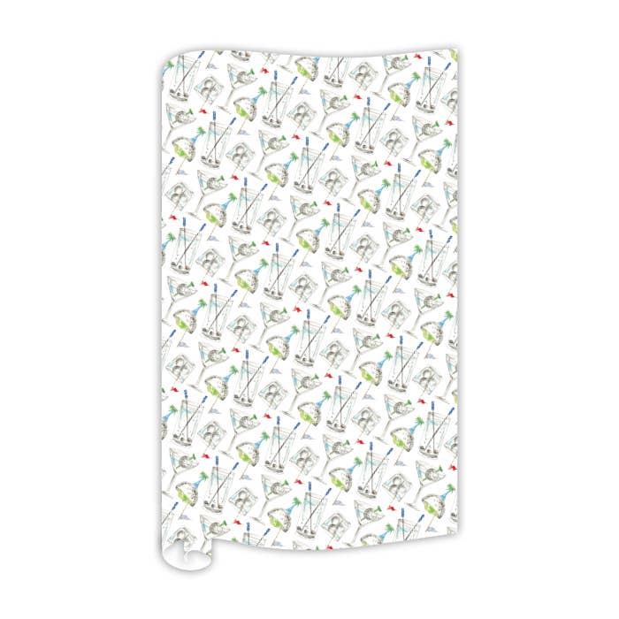 Handpainted Golf Cocktails Wrapping Paper for wholesale by RosanneBeck Collections