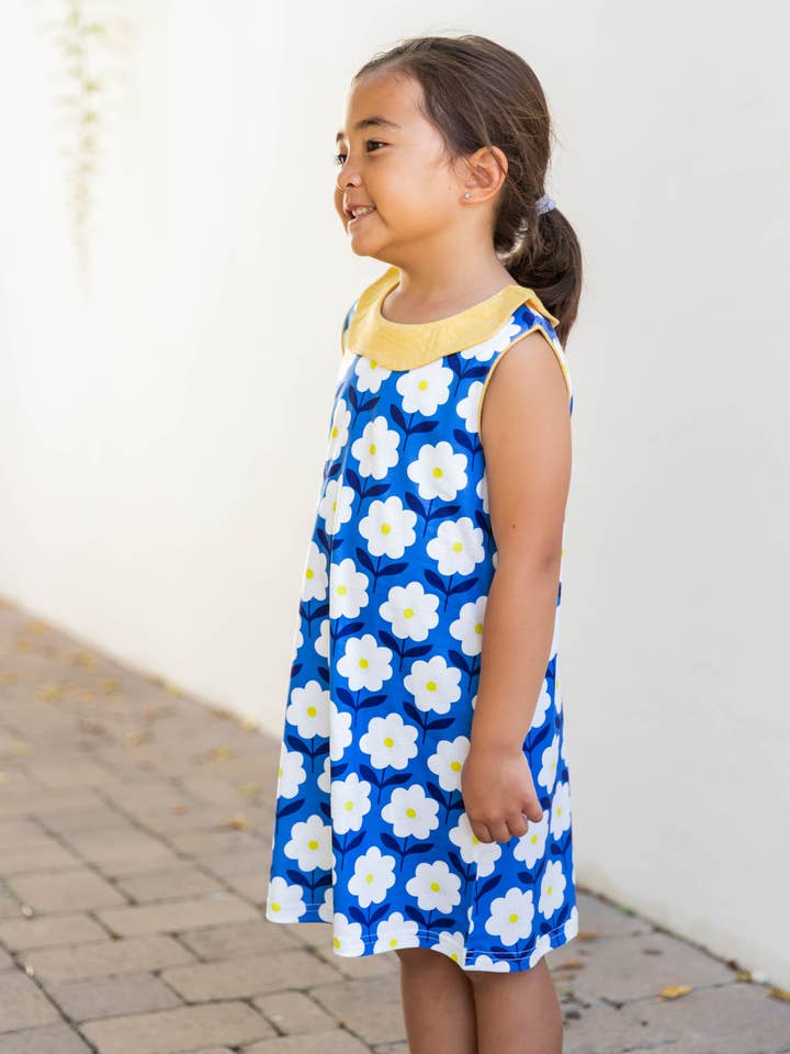 Jurk met contrasterende kraag voor meisjes voor wholesale door Tickled Teal