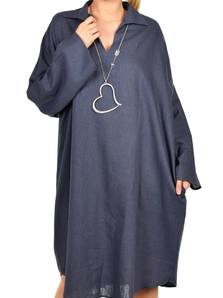 5104 : Linen Rayon balloon dress, Linen mid length dress for wholesale by LINEN AND GAUZE