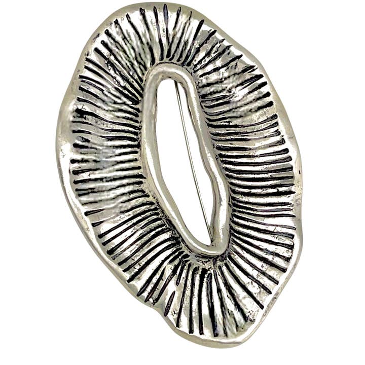 Eclipse Brooch Patinated Silver 10µ handcrafted design Gloria Mago for wholesale by Gloria Mago