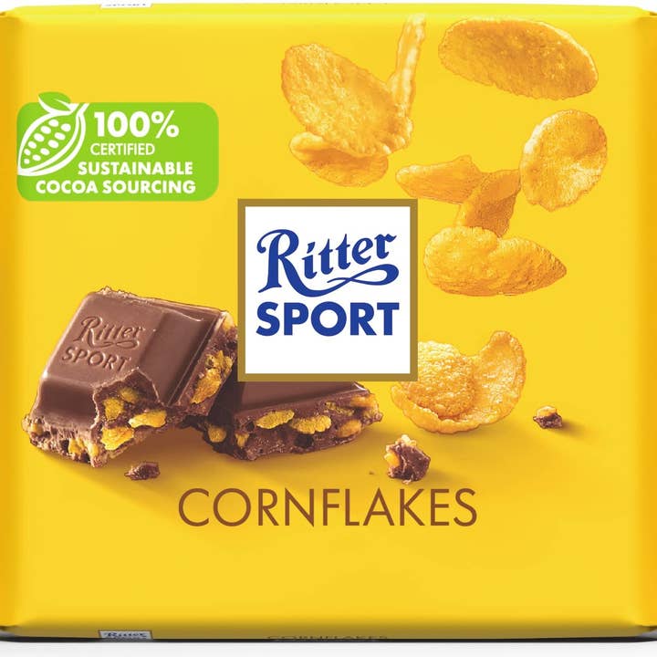 Ritter Sport, Milk Choc with Corn Flakes, 10ct for wholesale by Grandpa Joe's Candy Shop