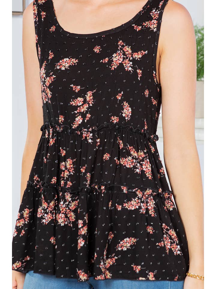 Noir Haut sans manches tissé à plusieurs niveaux en vente sur Faire6