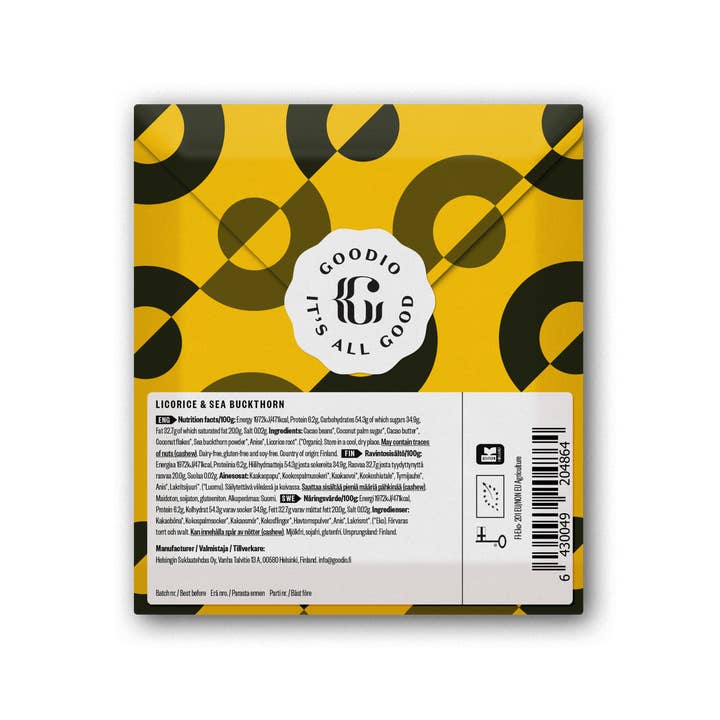 Goodio Chocolate - Wholesale Chocolate Bar - Licorice & Sea Buckthorn Chocolate 53%5