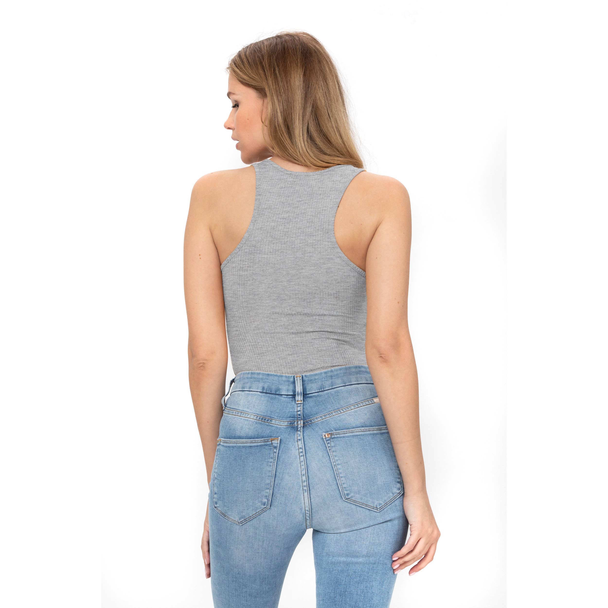 ROLYPOLY - Vendita all'ingrosso Body - Donna - Senza maniche Sexy Scoop Neck Canotta Pulsante Giù Body2