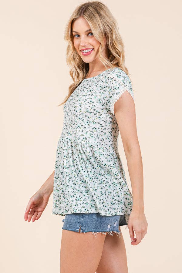 Orange Farm Clothing – wholesale Tunic – Women’s – Pointelle Ditsy Flower Tulip Sleeve Top5