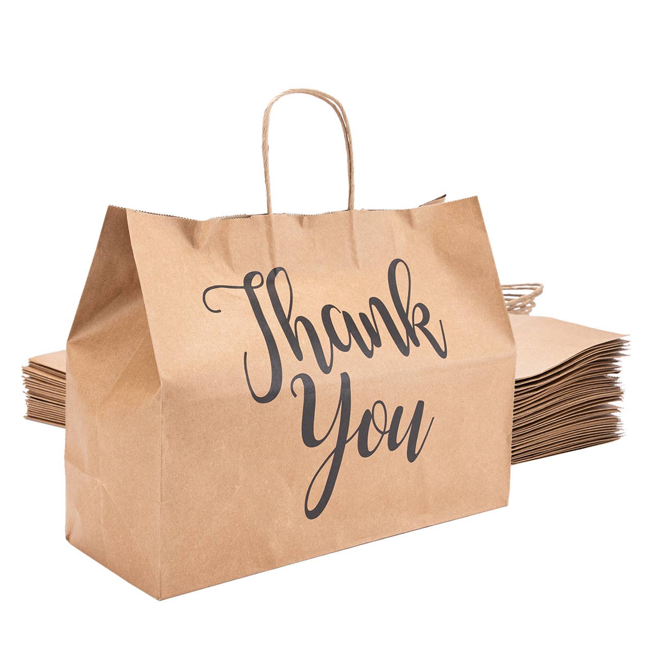 Brown "Thank You" Recycled Kraft Paper Shopping Bags for wholesale on Faire3