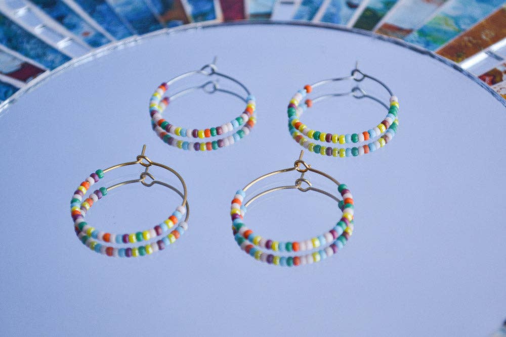 Linati Studio - Wholesale Hoop Earrings - Creoles with Pearls - Rainbow Boho5