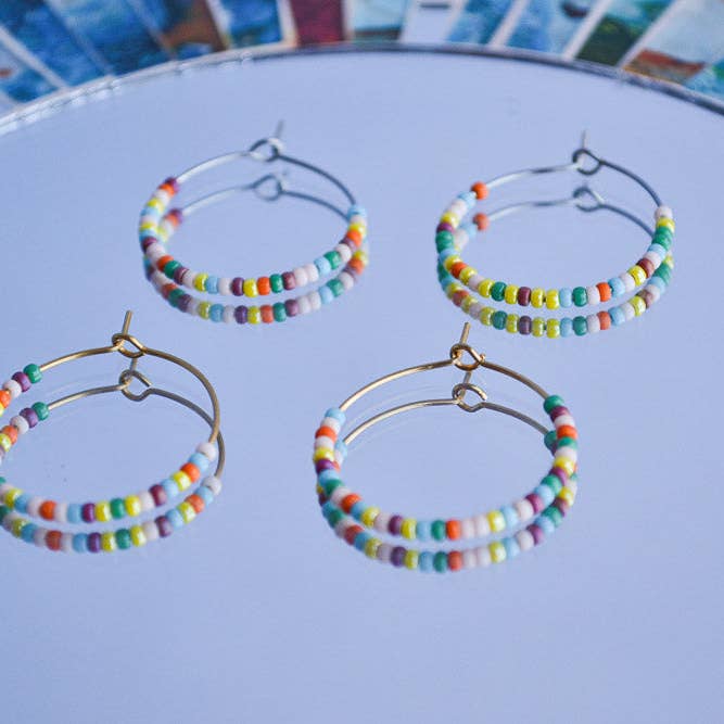 Linati Studio - Wholesale Hoop Earrings - Creoles with Pearls - Rainbow Boho5