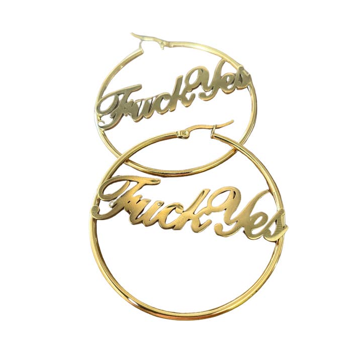 Fuck Yes Hoop Earrings for wholesale by AULALA IBIZA