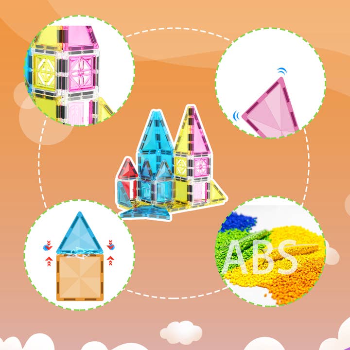 PicassoTiles - Wholesale Toy Set - Kids - PicassoTiles 48 Pieces Travel Size Magnetic Tiles Toy