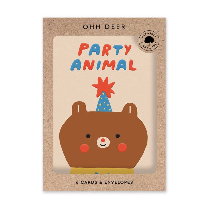 Party Hat Bear Invitation Card Set (10705) for wholesale by Ohh Deer UK + EU