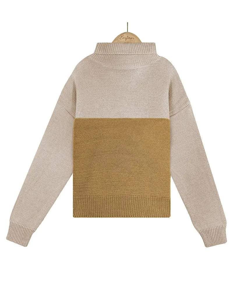 Fashion Combination – Pulôver - Mulher por atacado – Camisola de malha de manga comprida colorblock8