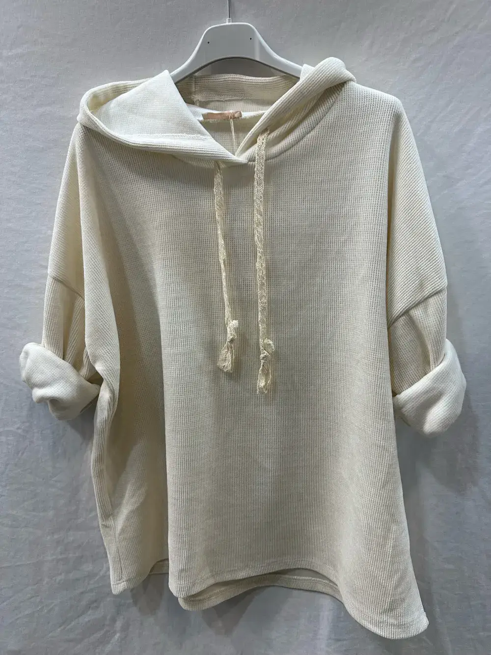 Mimi & Gogo – Engroshandel Hoodie – Kvinder – Velourhættetrøje med blonder og snøre2