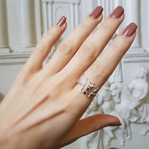 Crystal Earth Sterling - Wholesale Cocktail/Statement Ring - Natures Butterfly Sterling Ring  - Rainbow Mn & Garnet2