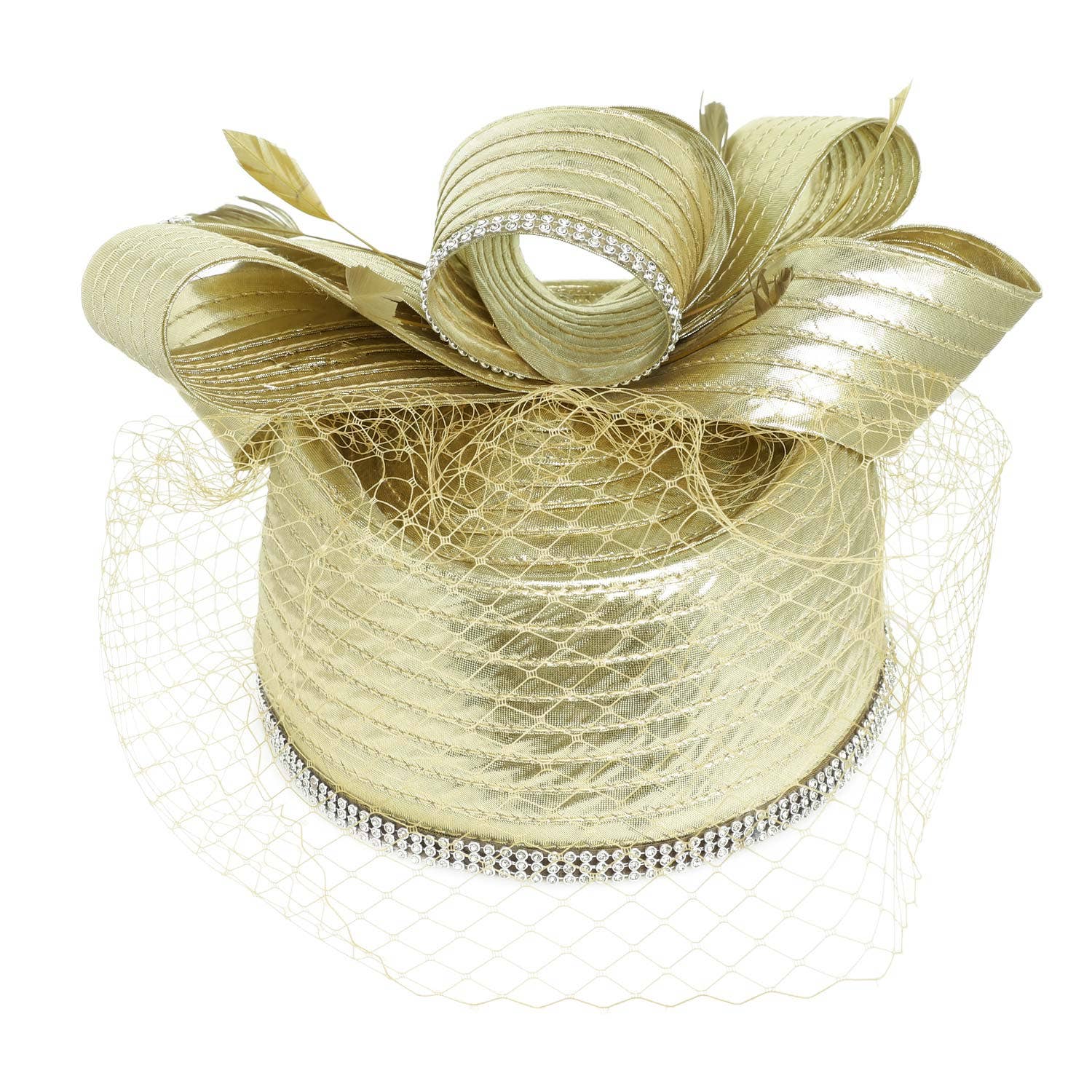 SP Sophia Collection - Vente Chapeau bibi – femme - Chapeau tressé en forme de boîte à pilules en forme de ruban métallisé4