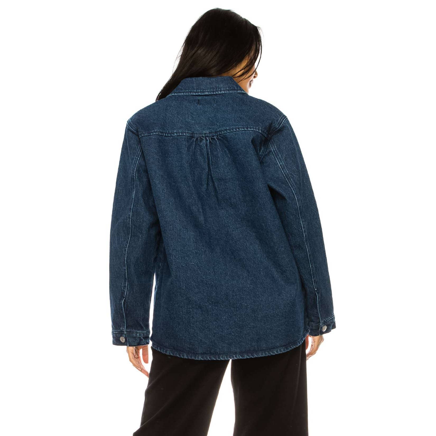 SHIR-KET WITH SNAP BUTTON  DARK WASH DENIM JACKET  for wholesale on Faire7