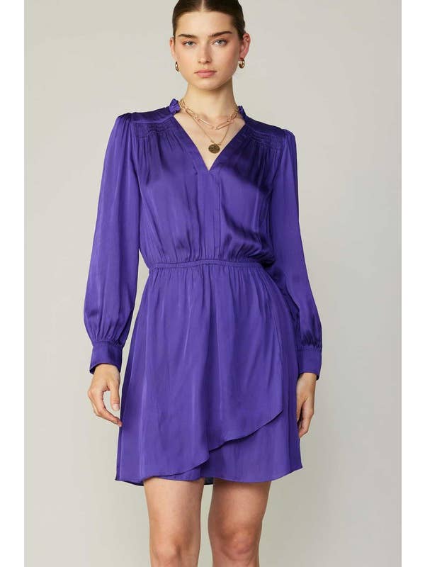Space Purple Wrapped Mini Dress for wholesale on Faire