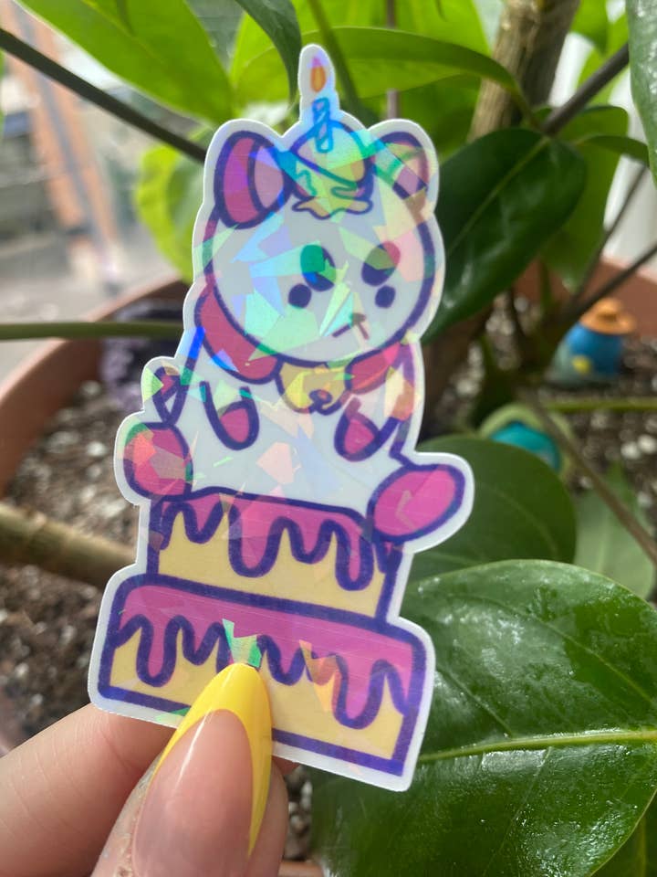 Puppycat Birthday Cake Inspired Sticker for wholesale by MysticalToastArt