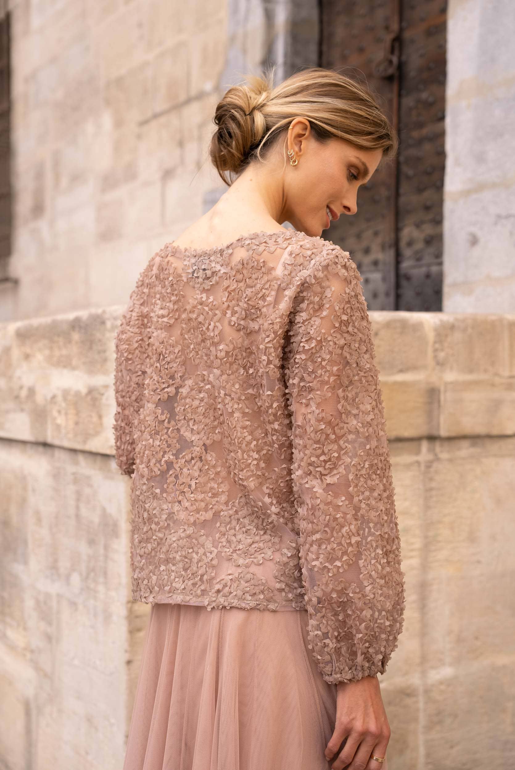 CHOKLATE PARIS - Wholesale Blouse - Women's - Textured rosette blouse (S/M-M/L) - CK0802214