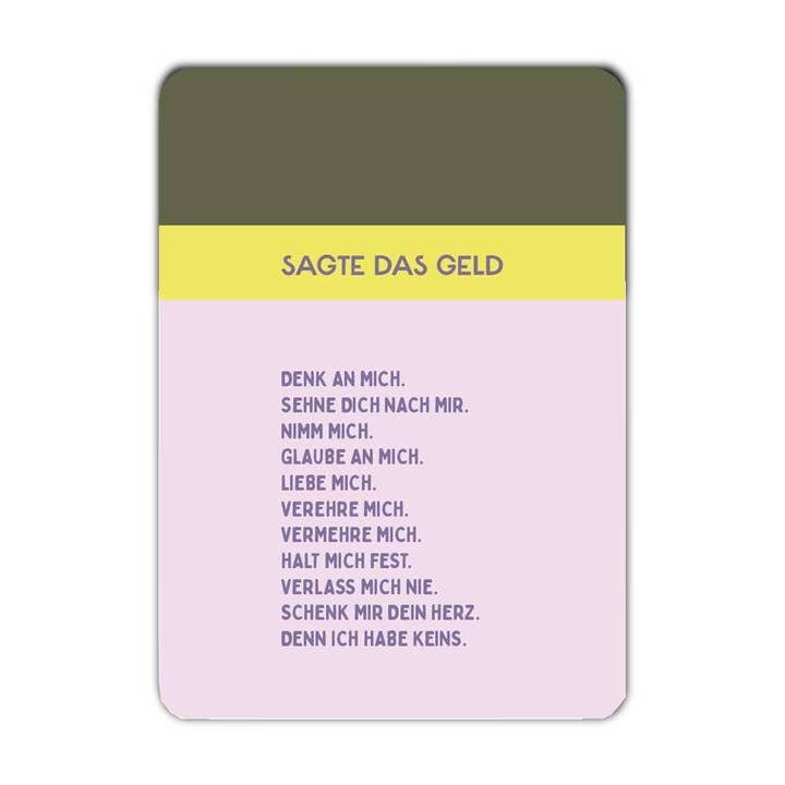 Postkarte Sagte das Geld für den Großhandel von Fritzante