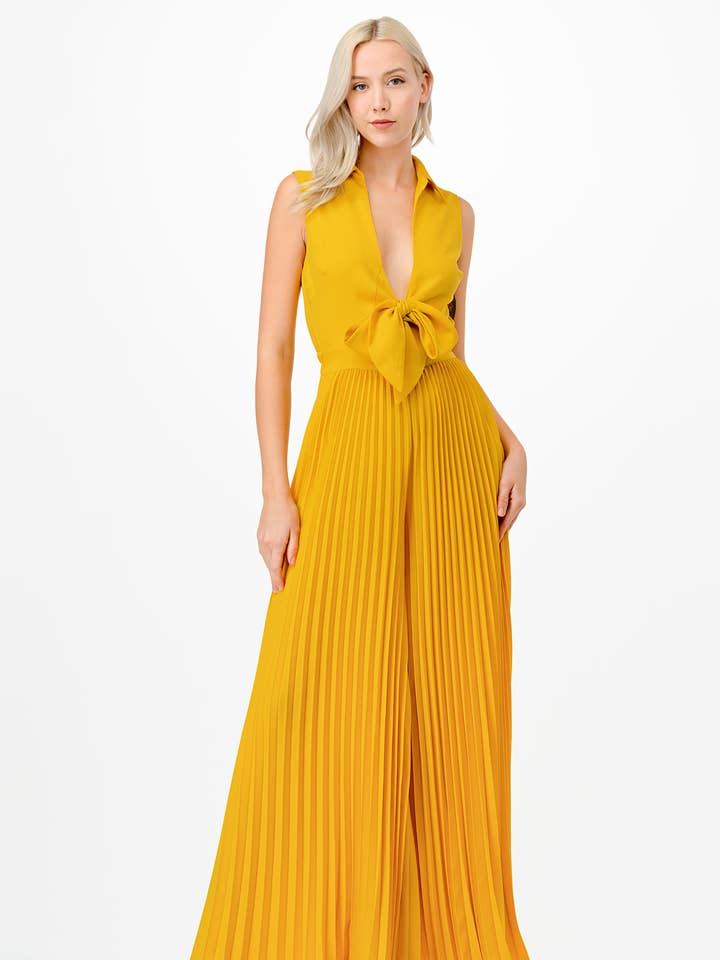 Front Tied Detail Pleats Jumpsuit for wholesale by Dear Daisy