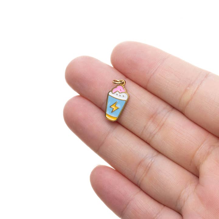 Jewel Pledge - Wholesale Individual charm/pendant - Strawberry Vanilla Milk Shake Charm,Lightning Bolt CupSSPG376
