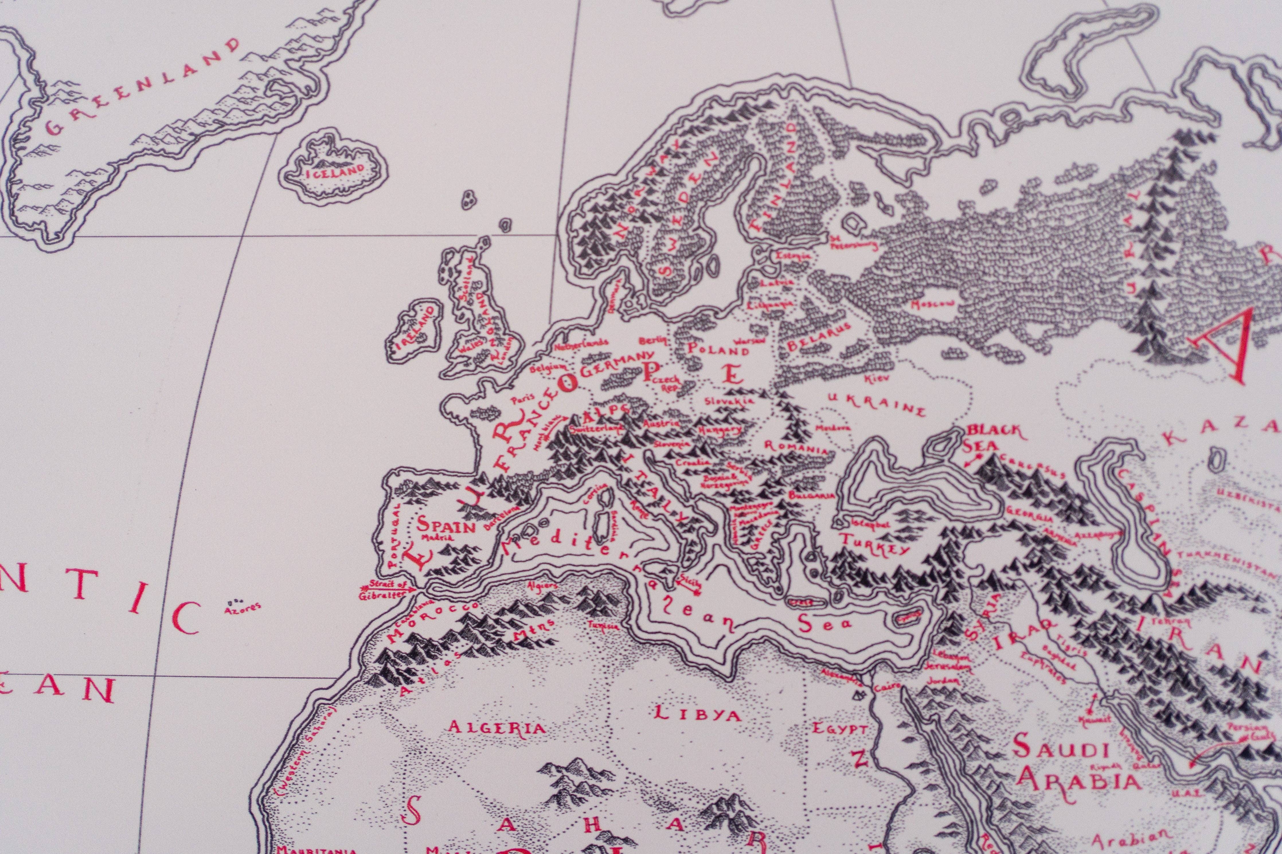 Lord of Maps - Wholesale Map - Hand-Drawn High Quality World Map8