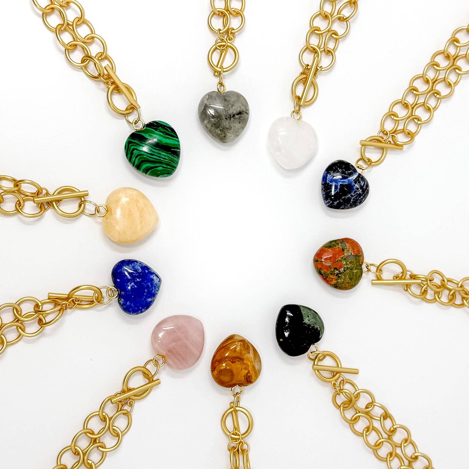 PowerBeads by jen - Wholesale Pendant/Charm Necklace - Heart & Soul Forest Jasper Heart with Circle Loop Toggle Necklace3