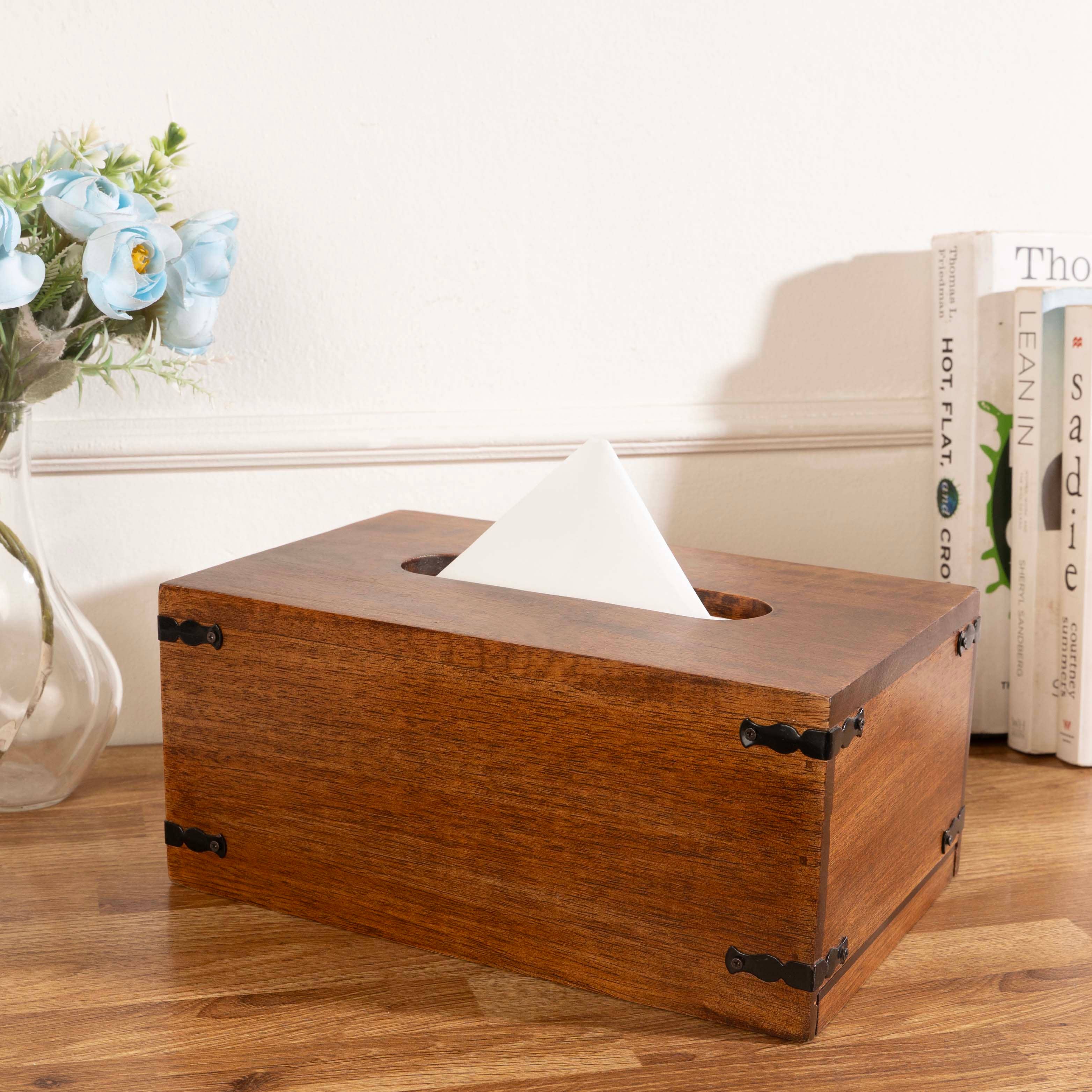 LuxeDesigns Co LLC - Wholesale Tissue Box - Rustic Natural Mango Wood Tissue Dispenser - Rectangle9