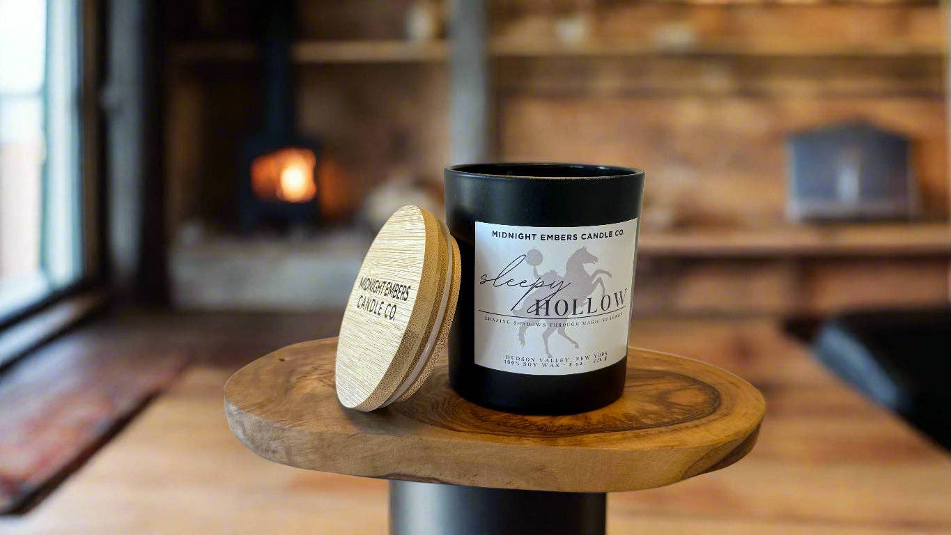 Midnight Embers Candle Co. - Wholesale Jar/Filled Candle - Sleepy Hollow 8 oz. | Fall Themed Cozy Candles1