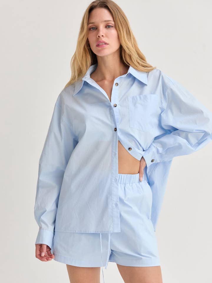 CT7609-4 - Lana Oversized Poplin Shirt Two Piece Set for wholesale by Crescent