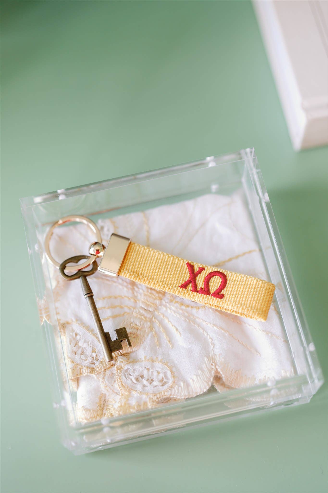 Gracefully Made Art - Wholesale Keychain - Women's - Chi Omega Embroidered Keychain, Sorority2