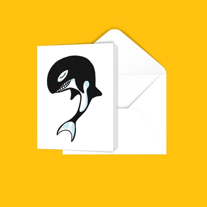 Killer Whale wenskaart voor wholesale door Black River Letterpress & Paper Co.
