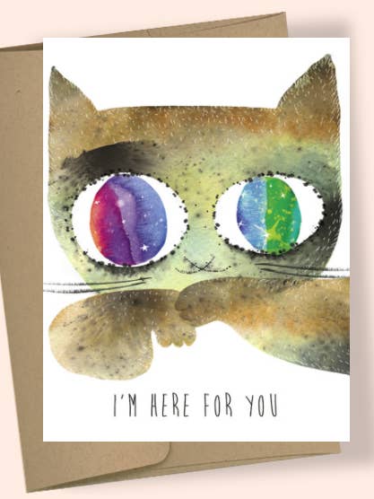 TARJETA DE FELICITACIÓN ACUARELA DE GATO THERE FOR YOU para venta al por mayor de Studio Masha D'yans
