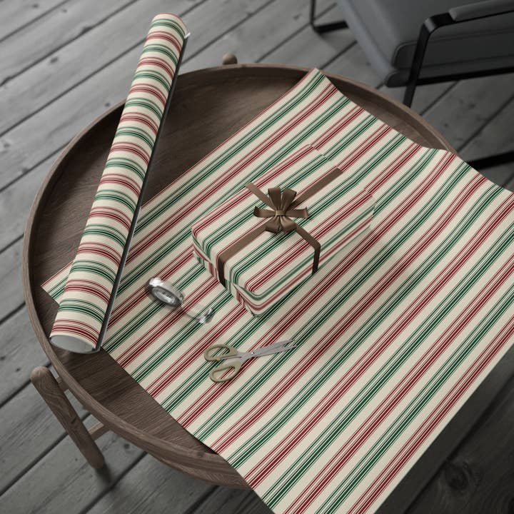 Lokipawz - Wholesale Wrapping Paper Roll - Festive Red & Green Striped Wrapping Paper13