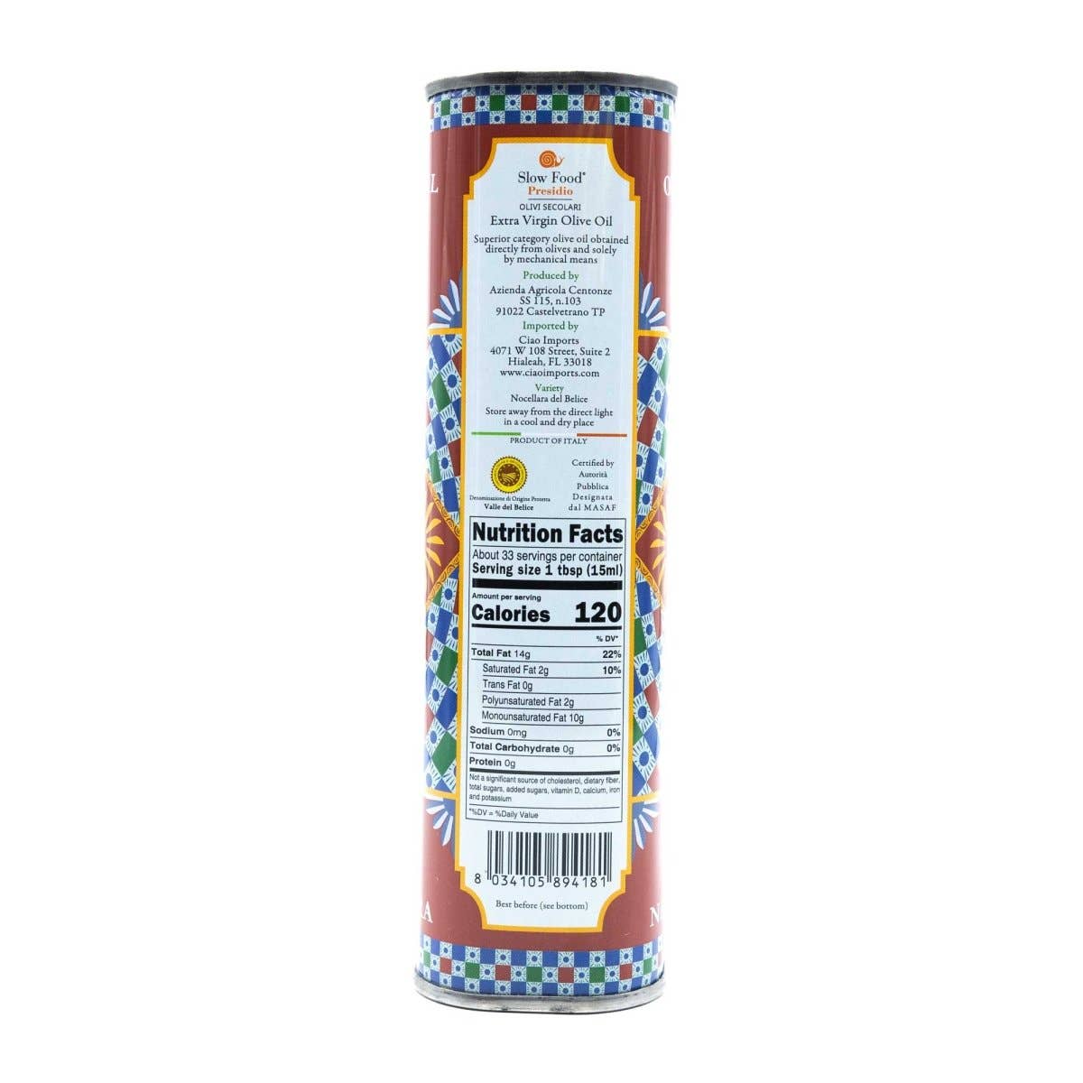 Ciao Imports - Wholesale Olive Oil - Centonze, 'Case di Latomie' D.O.P. Valle del Belice, Extra Virgin Olive Oil, Iconic Tin (500ml/16.9 fl oz)2