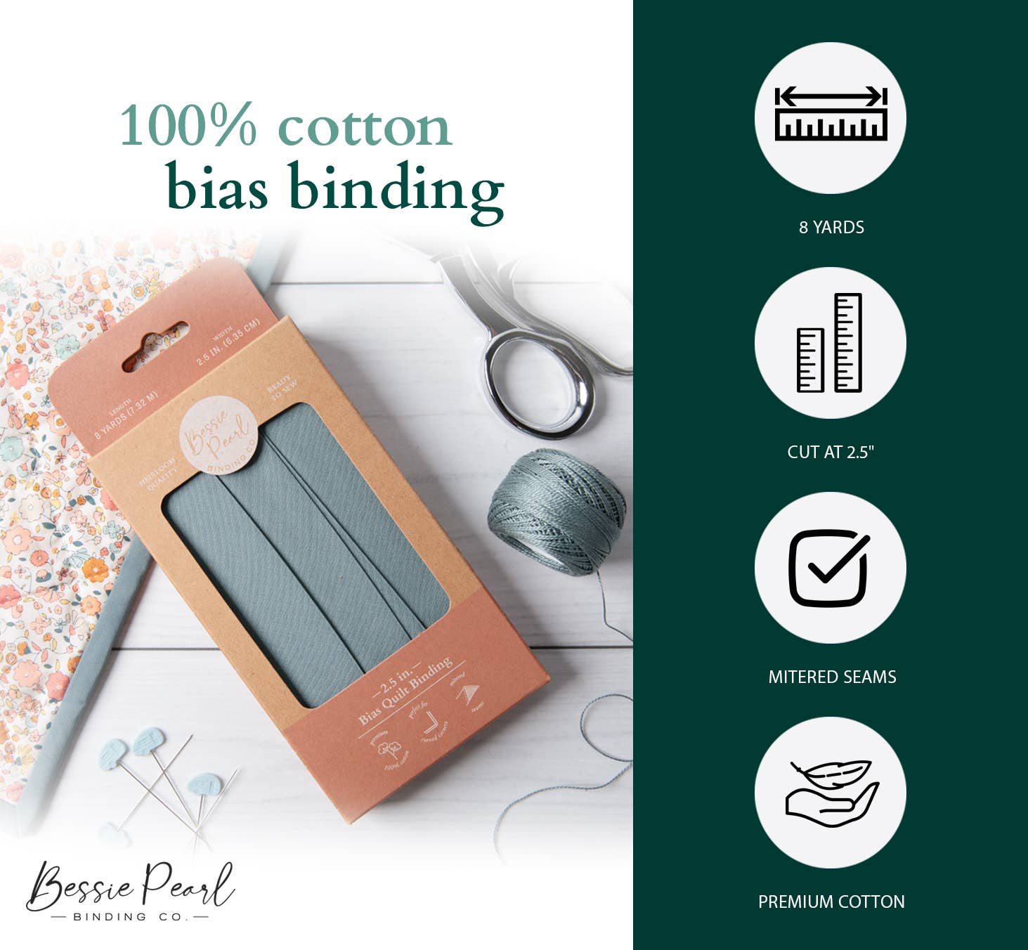 Bessie Pearl Binding Co - Wholesale Craft Supplies - 2.5" Bias Quilt Binding – Rainbow Stripe (Ready-Made Cotton Binding)3