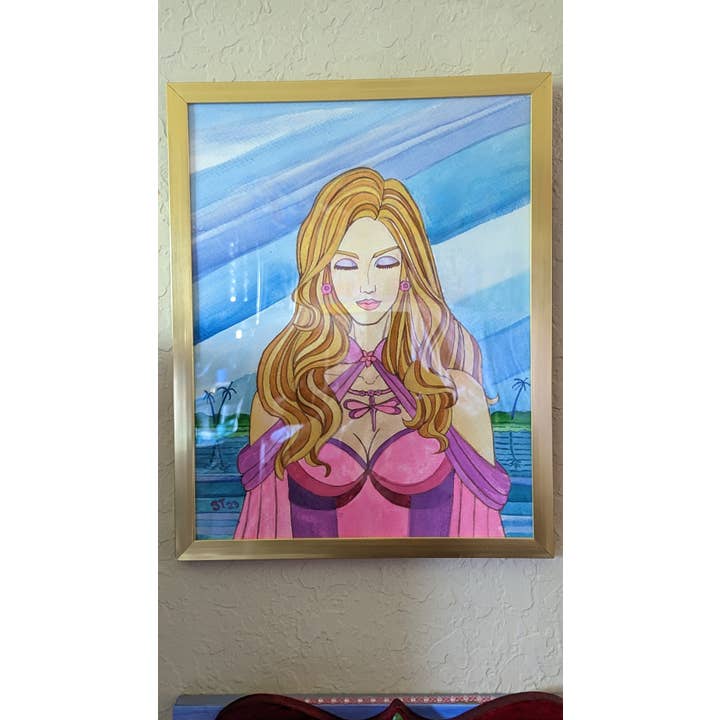 Watercolor Painting Woman Florida Sunset for wholesale by Sharon Tatem Fashion LLC