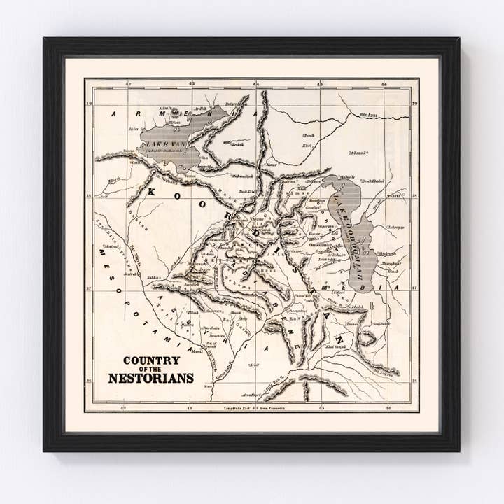 Vintage Map of Country of the Nestorians, 1848 for wholesale by Ted's Vintage Art