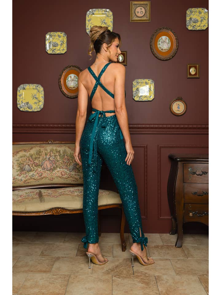 RICARICA INC. - Wholesale Jumpsuit - Women's - 2050JPP3-SEQUIN MULTIWAY JUMPSUIT WITH POCKETS 2