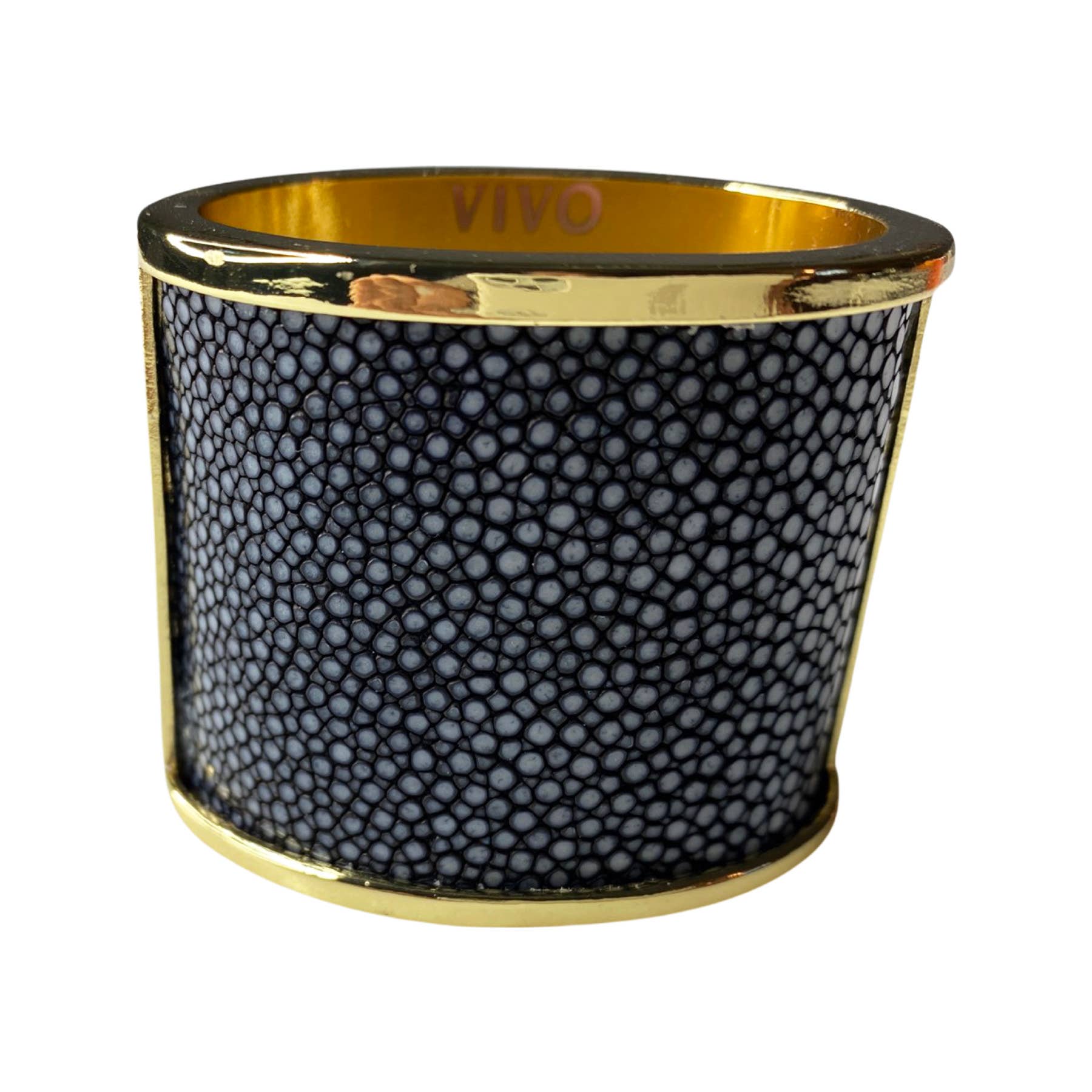 VIVO - Wholesale Napkin Ring - Genuine Shagreen Inlay Gold Napkin Ring5