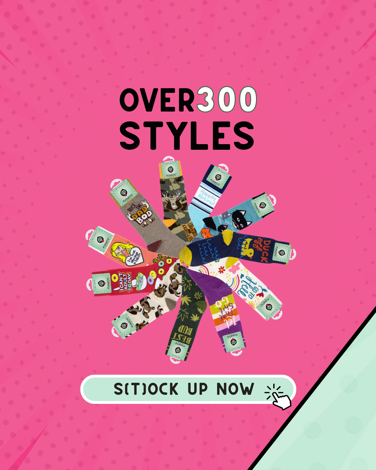 Funatic - About Face Designs - Nice Enough Merch Co - Vendita all'ingrosso Calzini - Unisex - Calzini Gatti Gatti Gatti | Per Amanti dei Gatti | Funatic4