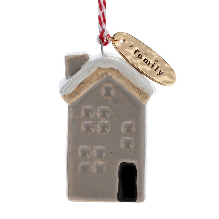 DEMDACO - Wholesale Ornament - Family Tan House Shaped Ornament - 1.5x2in