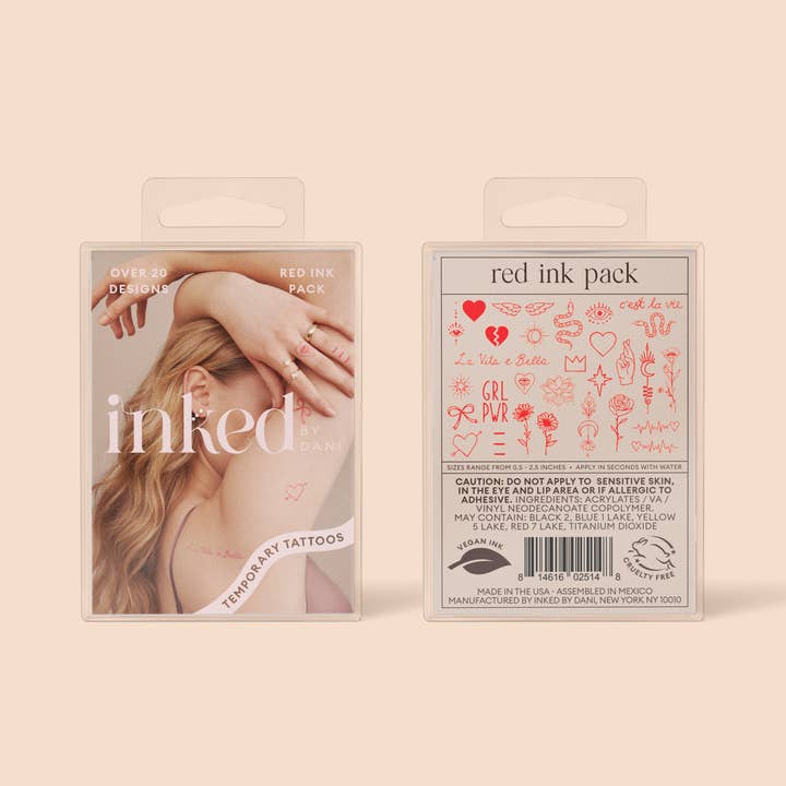 INKED by Dani - Wholesale Temporary Tattoo - Red Ink Temporary Tattoo Pack