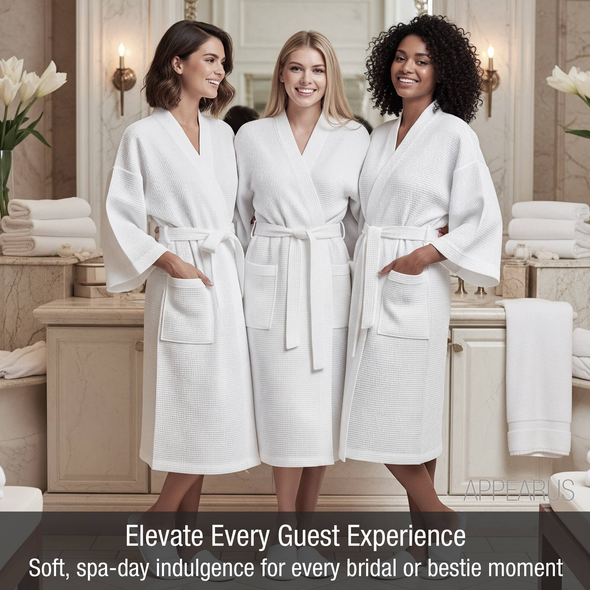 Appearus Products Corp. – Großhandel Bademantel – Unisex – Puffy Waffel Kimono Spa Bademantel - Unisex Baumwoll/Polyester-Mischung1